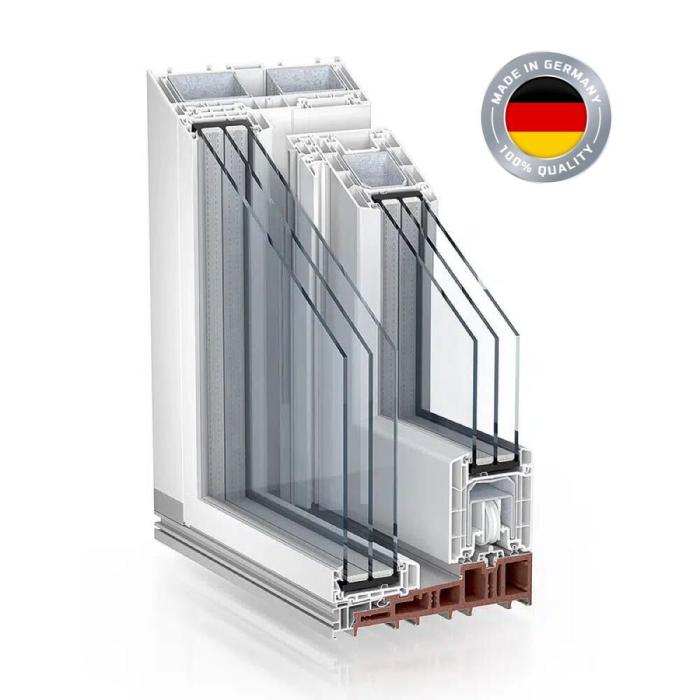 Das Profil PremiDoor 88 Lux in einem Querschnitt.
