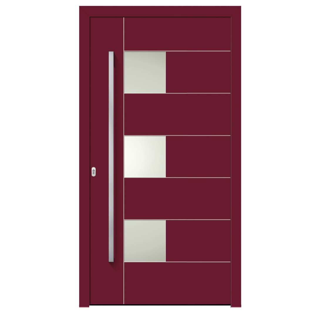 Kunststoff-Haustür in weinrot von Fensterbau Hartmann.