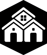 Ein Zeichen mit drei Häusern.